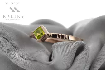Rožinis raudonas aukso žiedas 14k 585 su Peridotu vrc138 Vintage