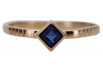 Pierścionek z różowego czerwonego złota 14k 585 z Szafirem vrc138 Vintage