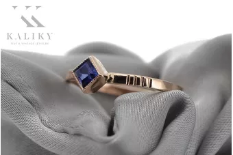 Rožinis raudonas 14k 585 aukso žiedas su safiru vrc138 Vintage