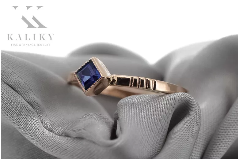 Δαχτυλίδι από ροζ χρυσό 14k 585 με ζαφείρι vrc138 Vintage