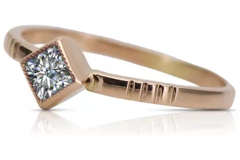 Δαχτυλίδι από ροζ κόκκινο χρυσό 14k 585 με Ζυρκόνια vrc138 Vintage