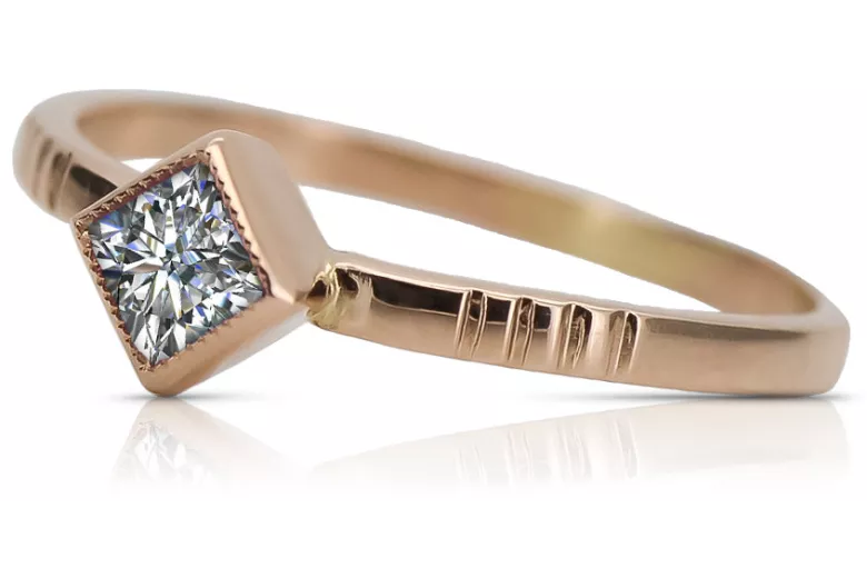Δαχτυλίδι από ροζ κόκκινο χρυσό 14k 585 με Ζυρκόνια vrc138 Vintage