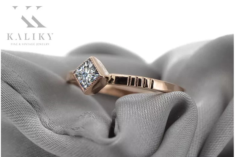 Δαχτυλίδι από ροζ κόκκινο χρυσό 14k 585 με Ζυρκόνια vrc138 Vintage