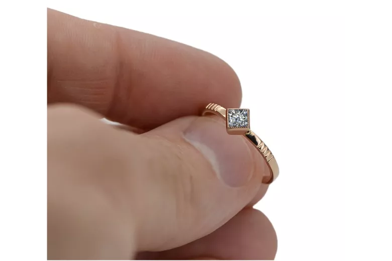 Δαχτυλίδι από ροζ κόκκινο χρυσό 14k 585 με Ζυρκόνια vrc138 Vintage