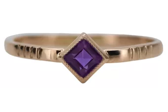 14k 585 rožinio raudono aukso žiedas su Alexandrite vrc138 Vintage
