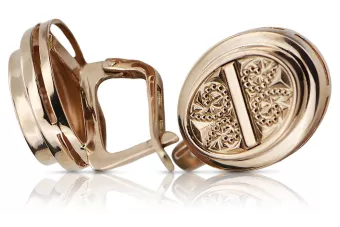 Vintage rose pink 14k 585 gold  Vintage oval earrings ven196