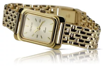 Жовтий жіночий наручний годинник із золота 585 проби Geneve lw003ydy&lbw004y
