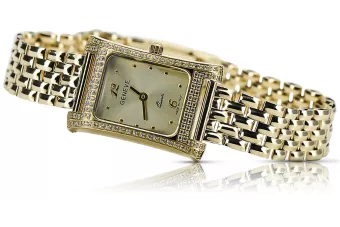 Жовтий 14k 585 золотий наручний годинник Lady Geneve lw002ydg&lbw004y