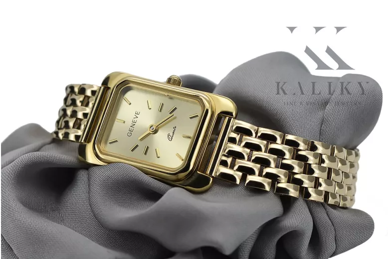 Złoty zegarek z bransoletą damską 14k włoski Geneve lw003ydy&lbw004y