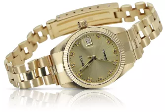 Galben 14k 585 de aur ceas de mână doamnă Geneva ceas lw020ydyz&lbw009y