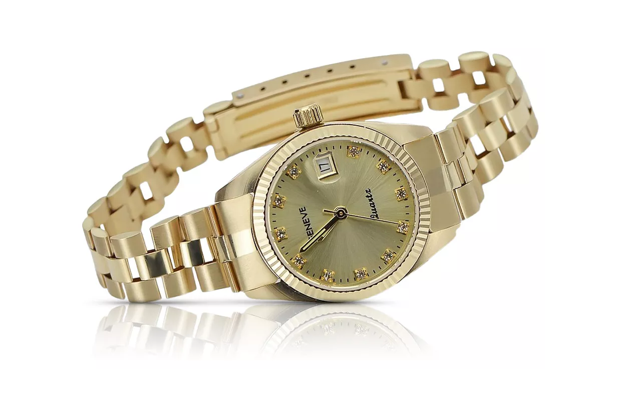 Gold men's watch Geneve ★ zlotychlopak.pl ★ Gold purity 585 333 Low Price!