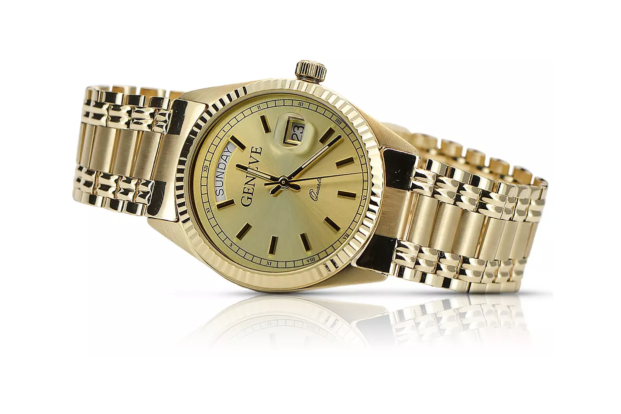 Золотые мужские часы Geneve ★ zlotychlopak.pl ★ Чистота золота 585 333 Низкая цена!