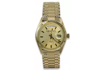 14K Goldene Herrenuhr, Italienischer Quarz, 41mm