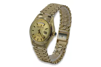 14K Goldene Herrenuhr, Italienischer Quarz, 41mm