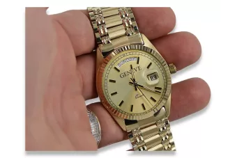 14K Goldene Herrenuhr, Italienischer Quarz, 41mm