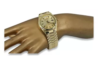 14K Goldene Herrenuhr, Italienischer Quarz, 41mm