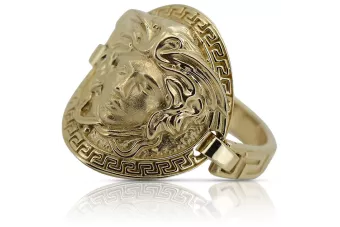 Итальянский желтый 14k 585 золотая медуза Греческое кольцо crn001y