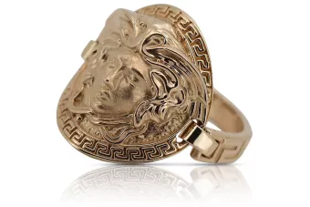 Роза розовая 14k 585 золотая медуза Греческое кольцо crn001r