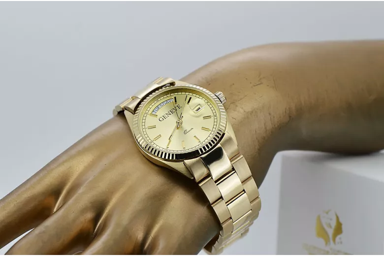 чоловічого золотого годинника з браслетом 14k Geneve mw013ydy&mbw017y