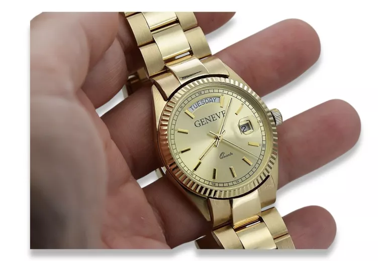 мужских золотых часов с браслетом 14k Geneve mw013ydy&mbw017y