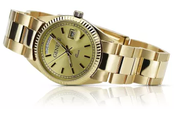Zlaté hodinky s mužským náramkom 14K Geneve MW013YDY & MBW017Y
