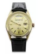 Gelbe 14-Karat-Gold-Herren-Damen-Geneve-Uhr mw013y