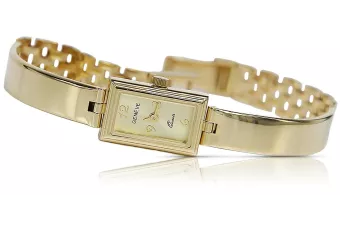 Итальянская желтая 14-ковое 585 золото женские часы Geneve lw010y