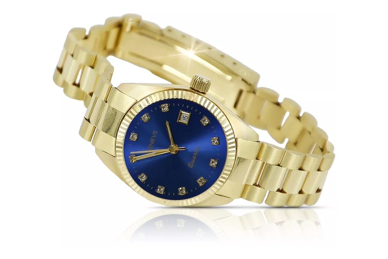 Gold men's watch Geneve ★ zlotychlopak.pl ★ Gold purity 585 333 Low Price!