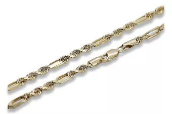 Italienische gelbe Corda-Figaro-Kette aus 14 Karat Gold, cc004y