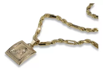 копія золотого медальйону Bozia 14k 585 з ланцюжком Corda Figaro pm004yM&cc004y
