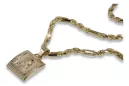 copie medalion de aur Bozia 14k 585 cu lanț Corda Figaro pm004yM&cc004y