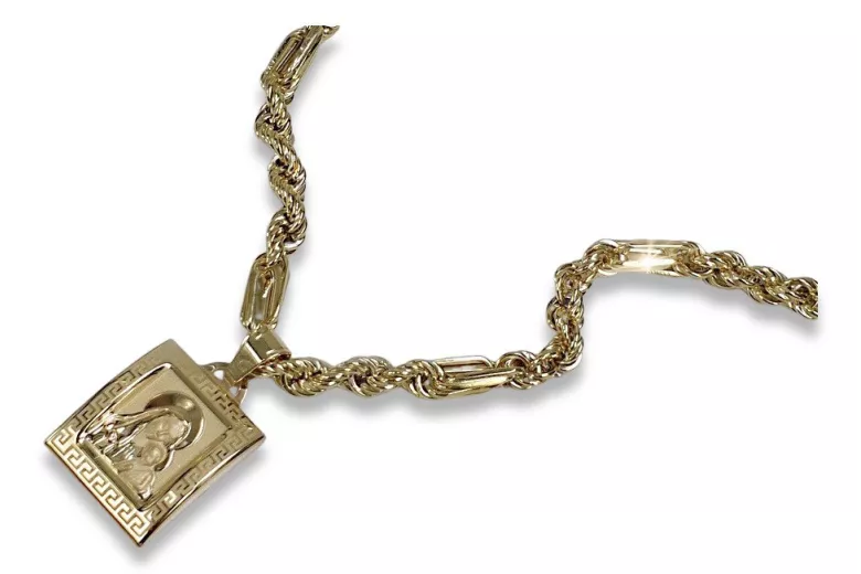 копия золотого медальона Bozia 14k 585 с цепочкой Corda Figaro pm004yM&cc004y