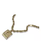 Złoty medalik Bozia 14k 585 z łańcuszkiem Corda Figaro pm001yM&cc004y50