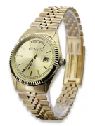 копия мужских золотых часов с браслетом 14k Geneve mw013ydy&mbw016y