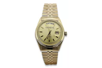 Gold men's watch Geneve ★ zlotychlopak.pl ★ Gold purity 585 333 Low Price!