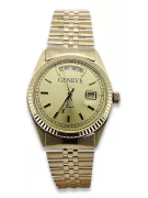 копия мужских золотых часов с браслетом 14k Geneve mw013ydy&mbw016y