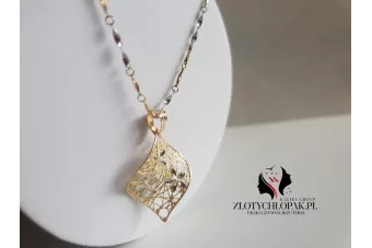 копія кулона з сусального золота 14k 585 проби та мотузкового ланцюжка cpn005yw&cc074y