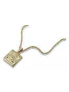 Złoty medalik 14k 585 Bozia z łańcuszkiem pm001y&cc035y