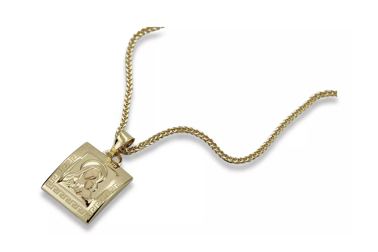 copie medalion de aur Bozia 14k 585 cu lant pm001y&cc036y