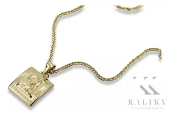 копія золотого медальйону Bozia 14k 585 з ланцюжком pm001y&cc036y