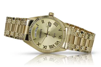Vyrų aukso laikrodis 14k 585 Geneve mw013ydg&mbw006yo