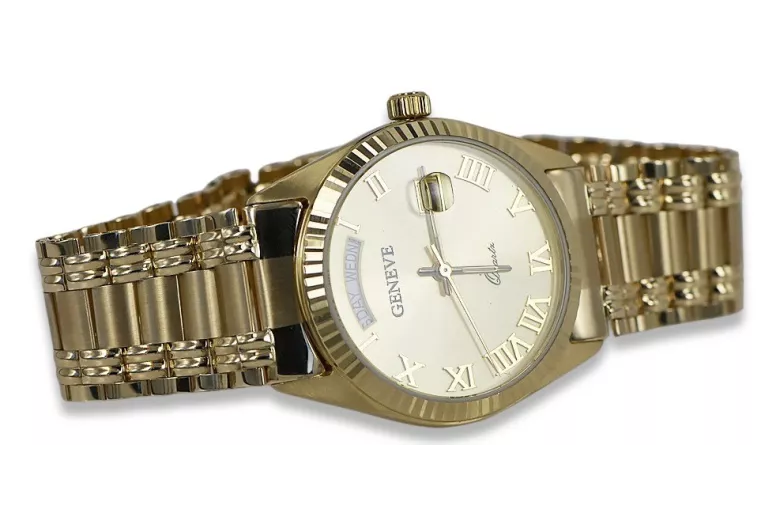 Złoty zegarek męski 14k 585 Geneve mw013ydg&mbw006yo