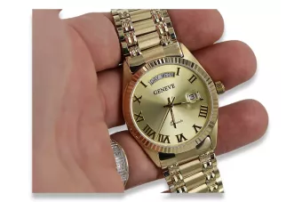 Vyrų aukso laikrodis 14k 585 Geneve mw013ydg&mbw006yo