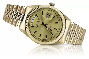 Zlaté hodinky s mužským náramkem 14k Ženeve mw013dydy & mbw018