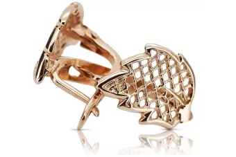 Російська троянда рожева радянська 14к 585 золото СРСР Старовинні сережки-листочки ven003