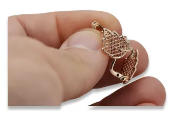 Русская роза розовая Советская 14к 585 золото СССР Винтажные серьги из листьев ven003