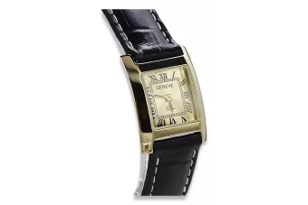 Ceas frumos Lady Square din aur galben de 14k Geneve lw036ydgb