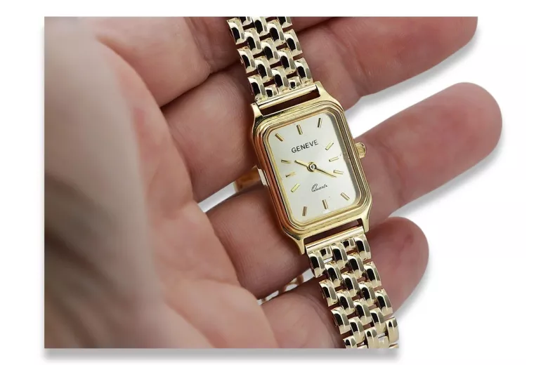 copie de Golden Women's Watch avec Bracelet 14K Geneve LW023Y & LBW008Y