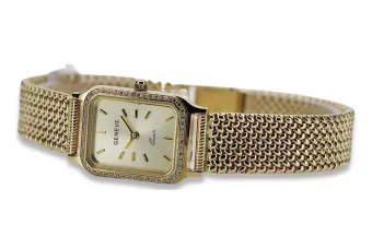 Χρυσό ρολόι με γυναικείο βραχιόλι 14k Geneve lw055y&lbw003y