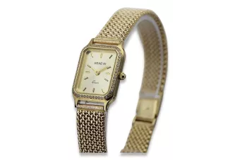 reloj de oro italiano Geneve Lw055y&lbw004y con brazalete para mujer de 14k